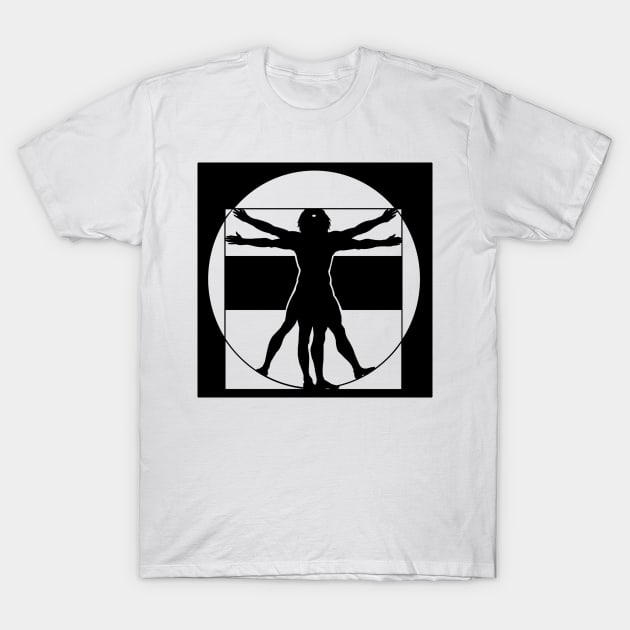 Vitruvian Man - Original Logo Banner Sigil - Dark Design for Light Backgrounds T-Shirt by Indi Martin